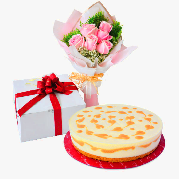 Vegan Cake Delivery KL PJ Klang valley - Cake Flower Combo - Sweet & Salted Caramel, Vegetarian | FruitoGift