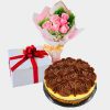 Vegan Cake Delivery Klang valley - Cake Flower Combo - Nutty Ganache Chocolate Cheese. Vegetarian cake