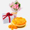 Vegan Cake Delivery Klang valley - Cake Flower Combo - Peachy Rich Cheese, Vegetarian cake