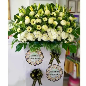 Condolence Flower Delivery Seremban - Sacred Sentiment Condolence Flower Stand Funeral Wreath | FruitoGift