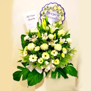 Condolence Flower Delivery Seremban - Saintly Whispers Condolence Flower Stand Funeral Wreath